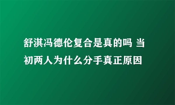 舒淇冯德伦复合是真的吗 当初两人为什么分手真正原因