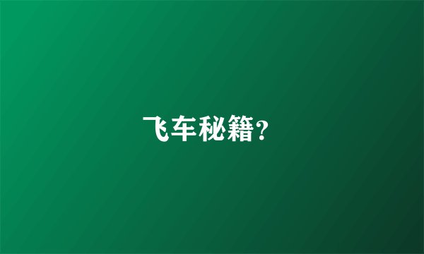 飞车秘籍？