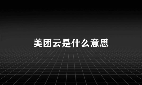 美团云是什么意思