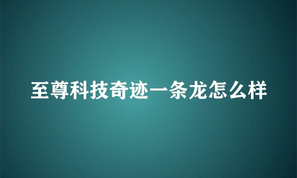 至尊科技奇迹一条龙怎么样
