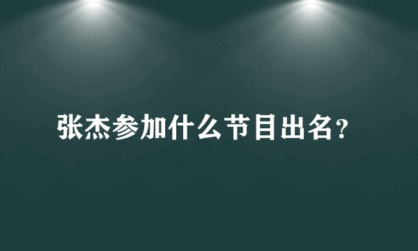 张杰参加什么节目出名？