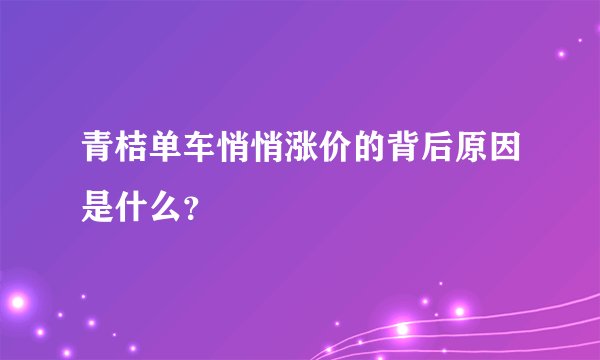 青桔单车悄悄涨价的背后原因是什么？