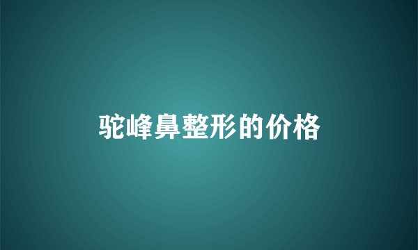 驼峰鼻整形的价格