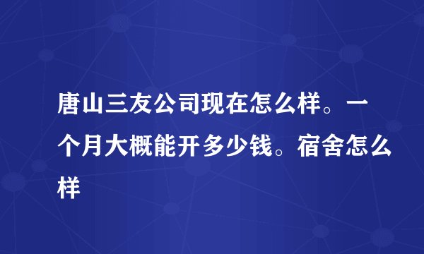 唐山三友公司现在怎么样。一个月大概能开多少钱。宿舍怎么样