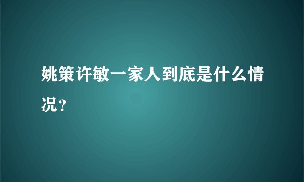 姚策许敏一家人到底是什么情况？