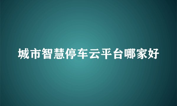 城市智慧停车云平台哪家好