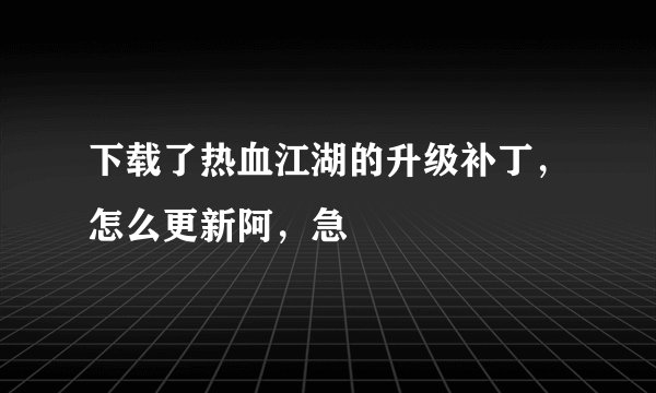 下载了热血江湖的升级补丁，怎么更新阿，急