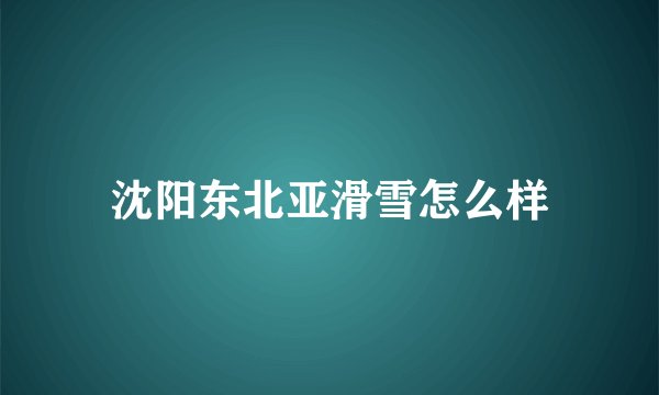 沈阳东北亚滑雪怎么样