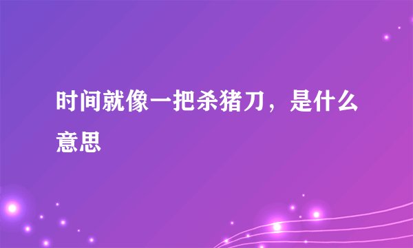 时间就像一把杀猪刀，是什么意思