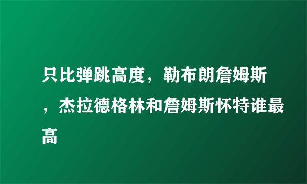 只比弹跳高度,勒布朗詹姆斯,杰拉德格林和詹姆斯怀特谁最高
