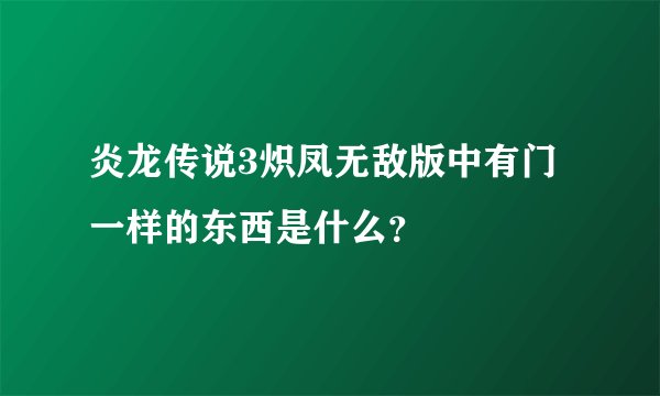 炎龙传说3炽凤无敌版中有门一样的东西是什么？
