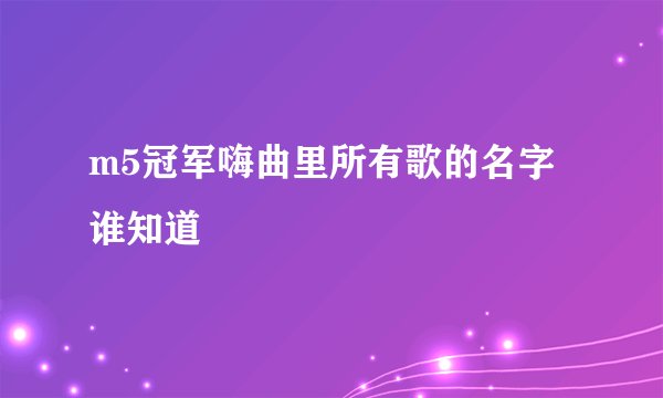 m5冠军嗨曲里所有歌的名字谁知道