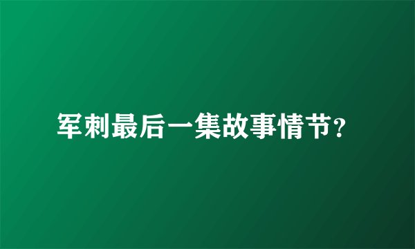 军刺最后一集故事情节？
