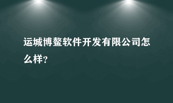 运城博鳌软件开发有限公司怎么样？