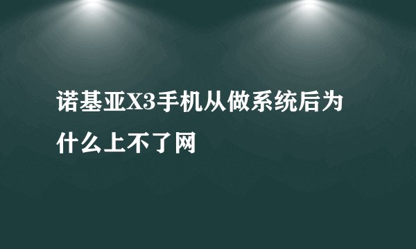 诺基亚X3手机从做系统后为什么上不了网