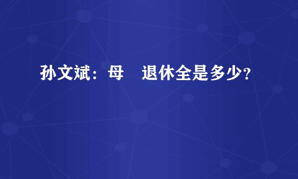 孙文斌：母親退休全是多少？
