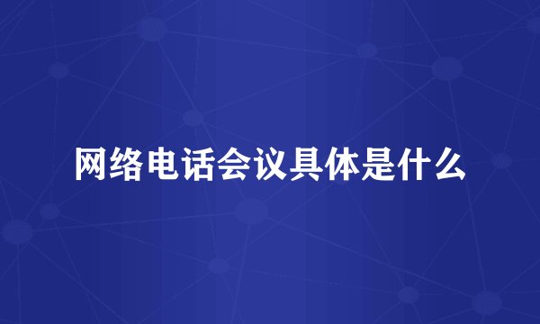 网络电话会议具体是什么