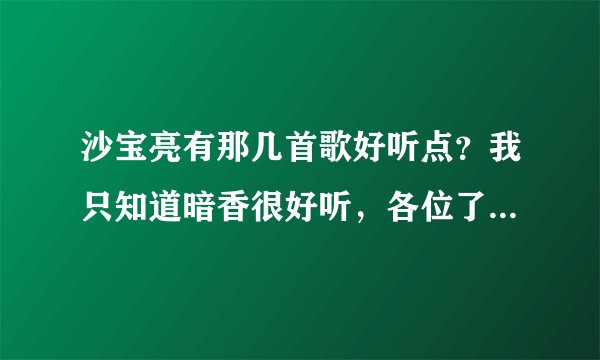 沙宝亮有那几首歌好听点？我只知道暗香很好听，各位了解的推荐一下