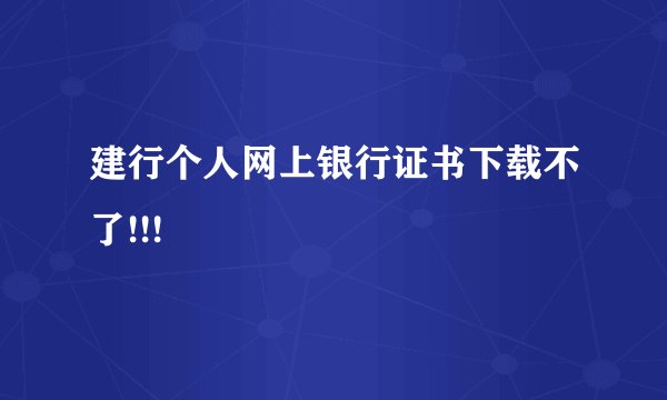 建行个人网上银行证书下载不了!!!
