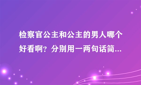 检察官公主和公主的男人哪个好看啊？分别用一两句话简要概括一下内容。谢谢了啊~