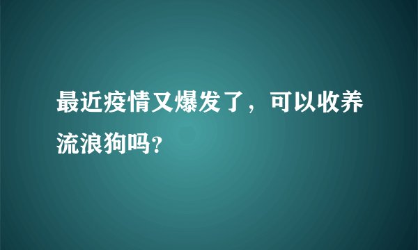最近疫情又爆发了，可以收养流浪狗吗？