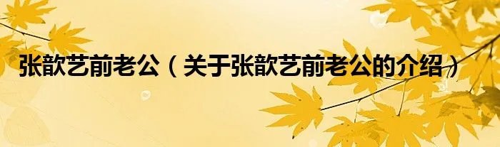 张歆艺前老公（关于张歆艺前老公的介绍）