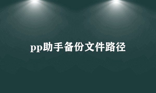 pp助手备份文件路径
