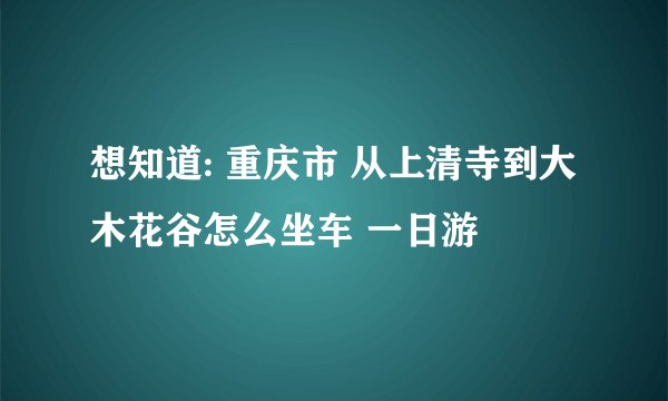 想知道: 重庆市 从上清寺到大木花谷怎么坐车 一日游
