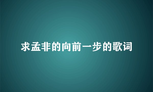 求孟非的向前一步的歌词