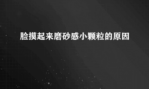 脸摸起来磨砂感小颗粒的原因