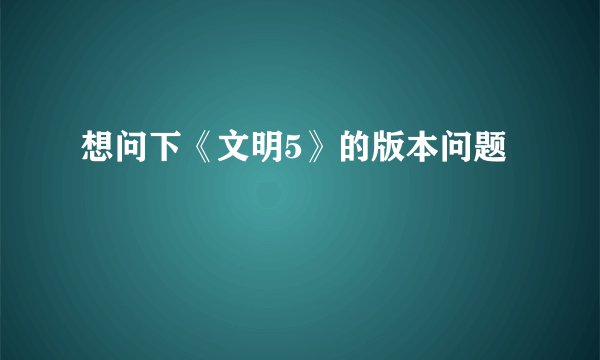 想问下《文明5》的版本问题