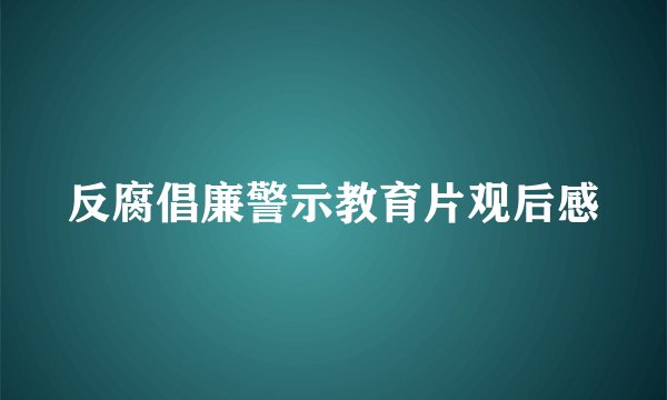 反腐倡廉警示教育片观后感