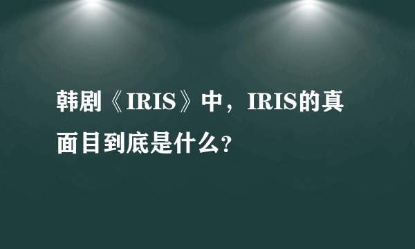 韩剧《IRIS》中,IRIS的真面目到底是什么?
