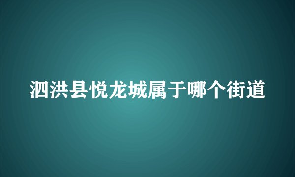 泗洪县悦龙城属于哪个街道