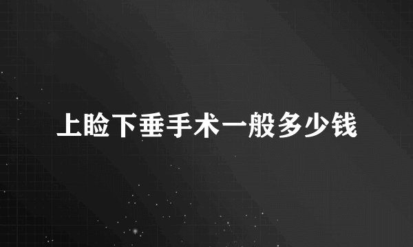 上睑下垂手术一般多少钱