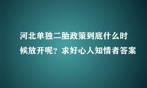 河北单独二胎政策到底什么时候放开呢？求好心人知情者答案