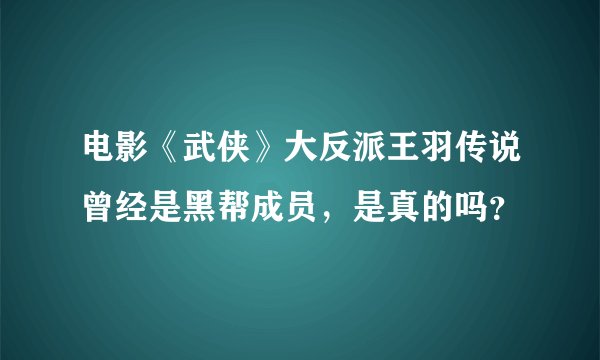 电影《武侠》大反派王羽传说曾经是黑帮成员，是真的吗？