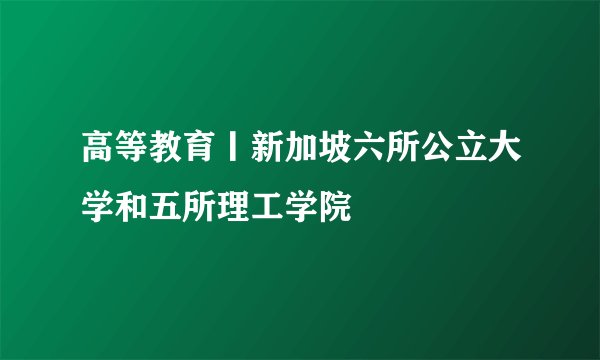 高等教育丨新加坡六所公立大学和五所理工学院