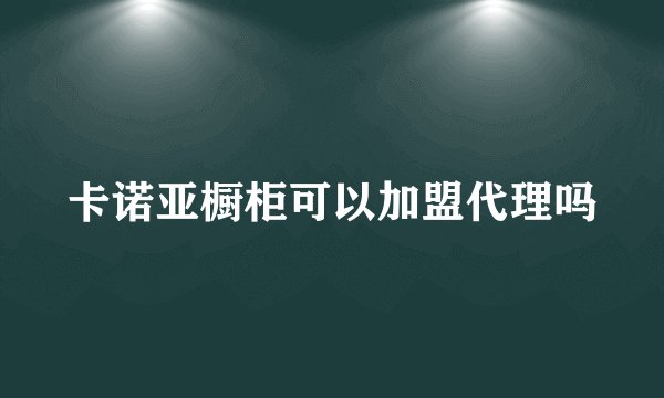 卡诺亚橱柜可以加盟代理吗