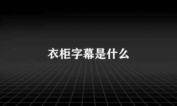 衣柜字幕是什么
