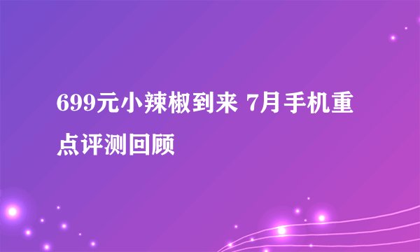 699元小辣椒到来 7月手机重点评测回顾