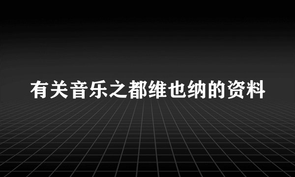 有关音乐之都维也纳的资料