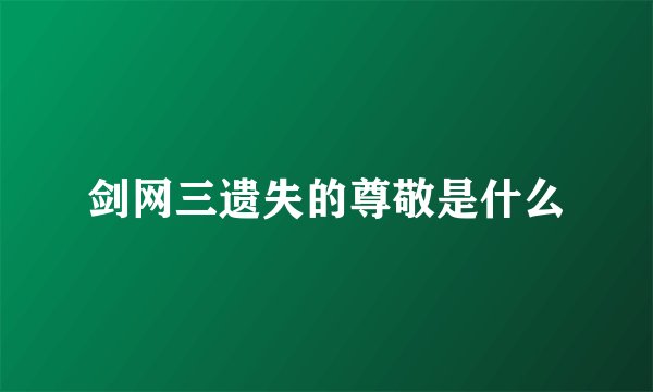 剑网三遗失的尊敬是什么