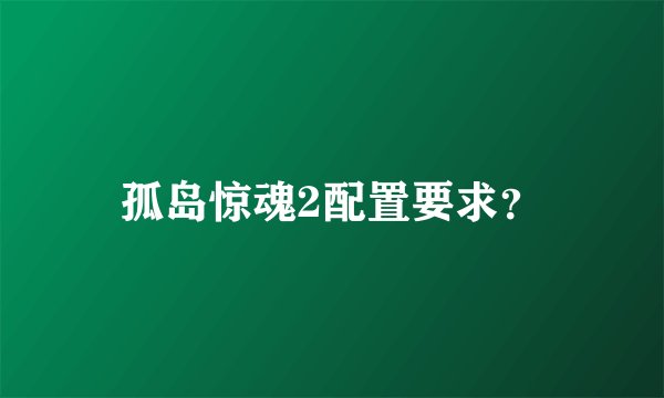 孤岛惊魂2配置要求？