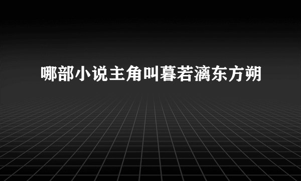 哪部小说主角叫暮若漓东方朔