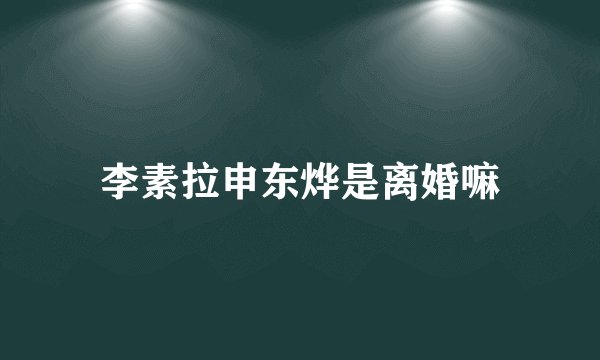 李素拉申东烨是离婚嘛