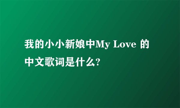 我的小小新娘中My Love 的中文歌词是什么?