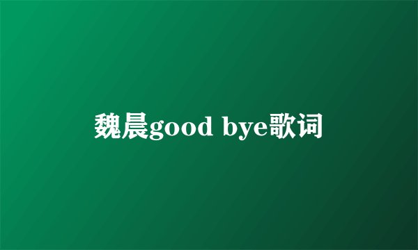 魏晨good bye歌词
