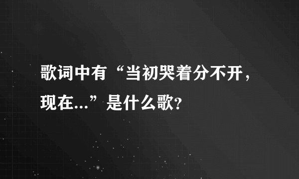 歌词中有“当初哭着分不开,现在...”是什么歌?
