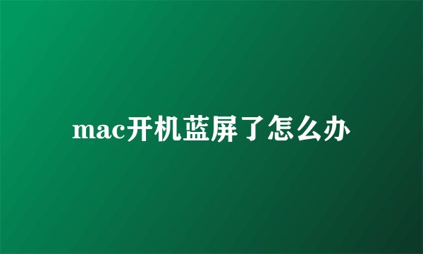 mac开机蓝屏了怎么办